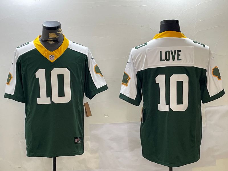 Men Green Bay Packers #10 Love Green 2024 Nike Vapor Limited NFL Jersey style 2